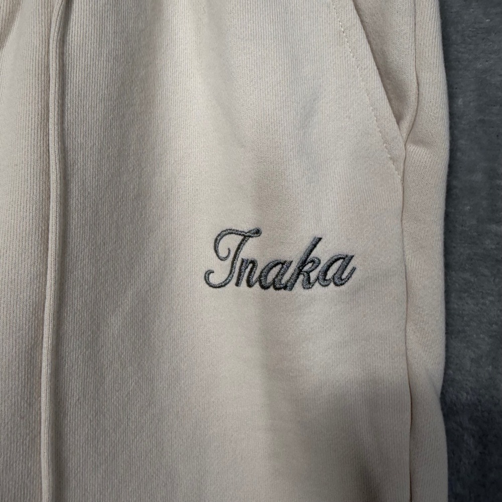 Inaka Power Sweatpants Unisex XL Cream Wide Leg Streetwear Baggy - Picture 5 of 9
